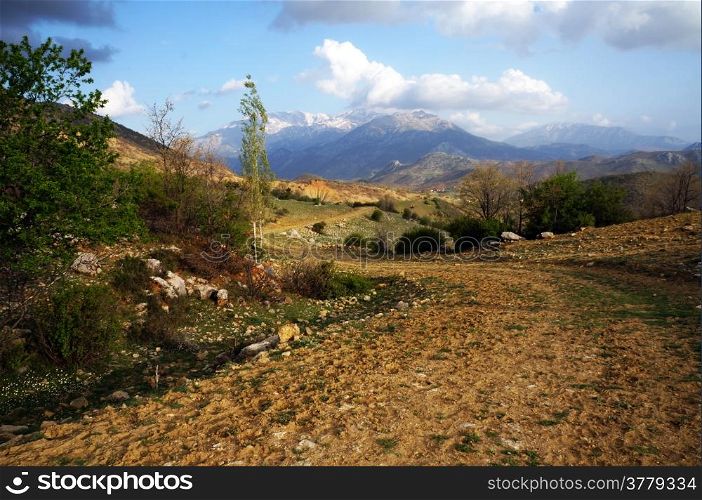 Dirt road in mountain region of Turkey