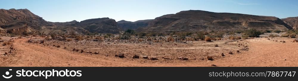 Dirt road in Negev desert in Israel