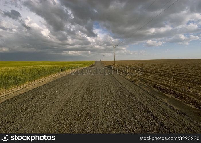Dirt Road On A Cloudy Plain