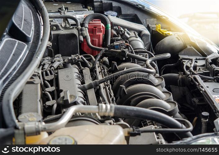Dirty detail inside the car engine.. Car engine