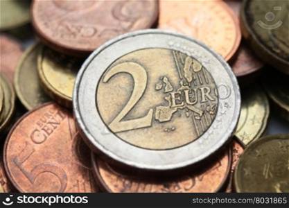 Dirty money: two euro coin