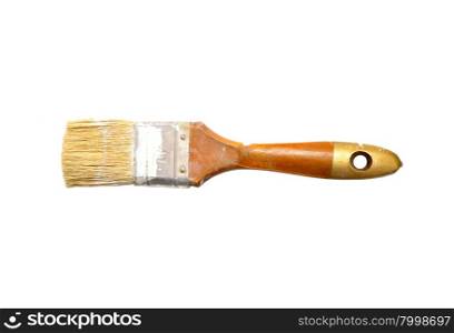 dirty paint brush isolated over white background