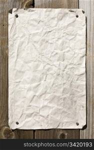 Dirty Paper On Wooden Wall. Ready For Your Message.