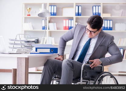 Disabled businessman working in the office