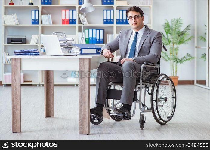 Disabled businessman working in the office
