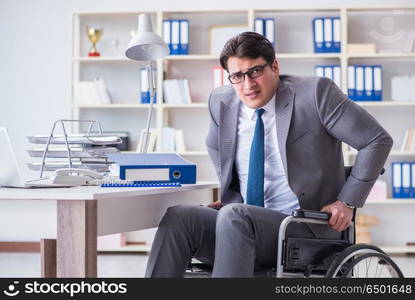 Disabled businessman working in the office