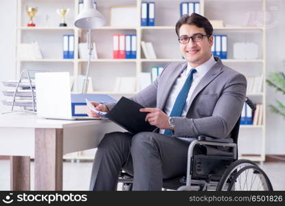 Disabled businessman working in the office