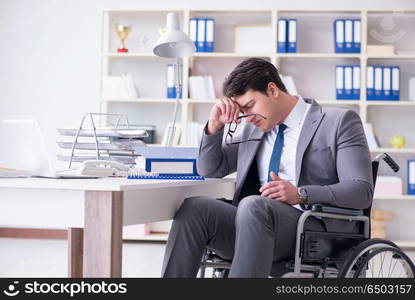 Disabled businessman working in the office