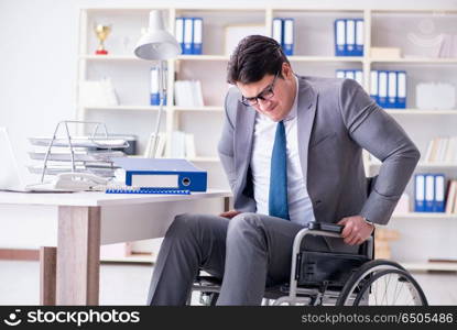 Disabled businessman working in the office