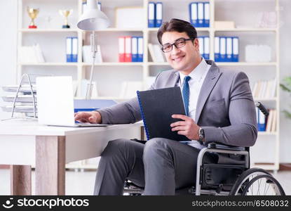 Disabled businessman working in the office