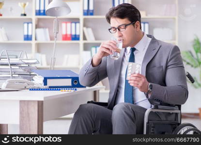 Disabled businessman working in the office