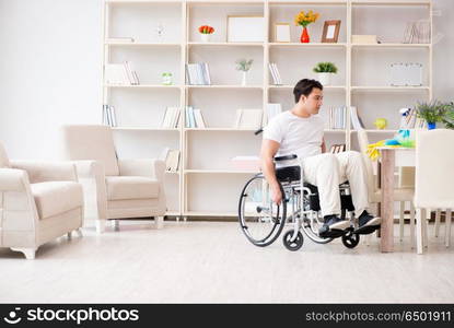 Disabled cleaner doing chores at home