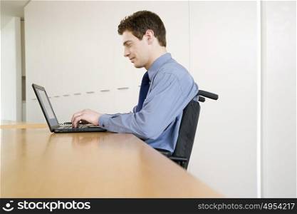 Disabled male office worker