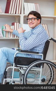 Disabled student studying in the library