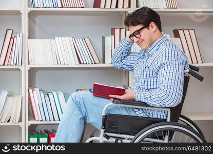 Disabled student studying in the library