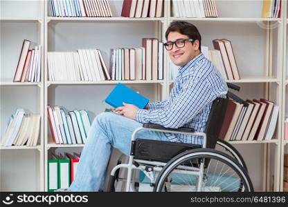 Disabled student studying in the library
