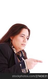 Disappointed woman showing her unhappiness by wagging her finger