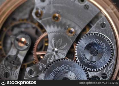 disassembled wrist watch lies on table