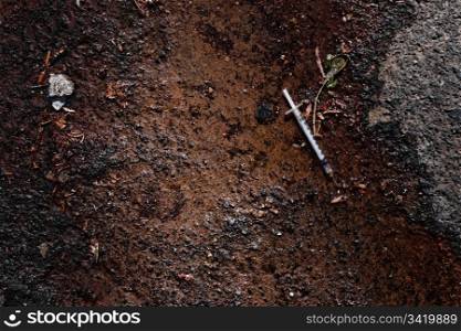 Discarded syringe on the side of the road next to a small public park in Surry Hills, Sydney, Australia