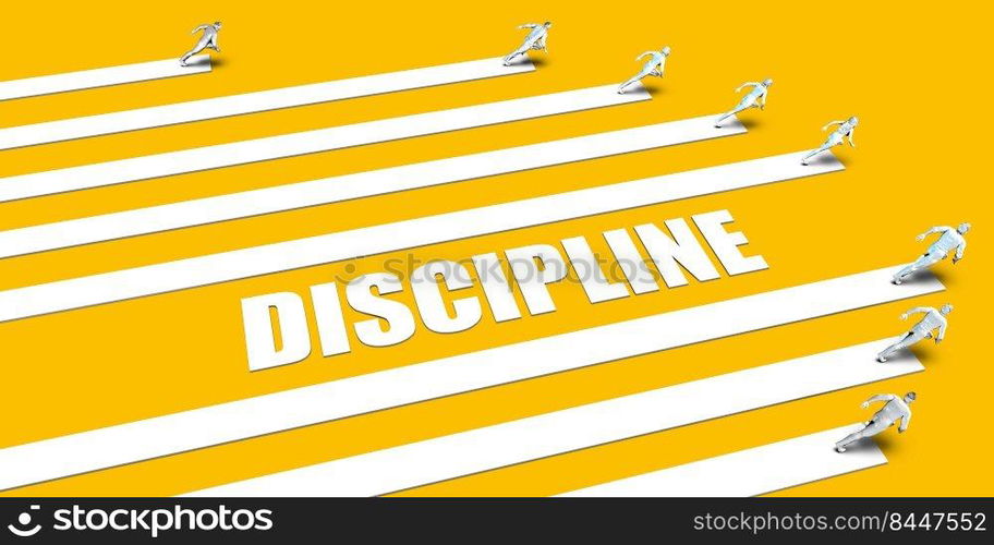 Discipline Concept with Business People Running on Yellow. Discipline Concept