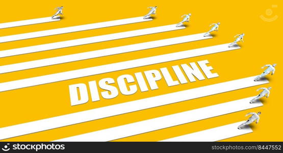Discipline Concept with Business People Running on Yellow. Discipline Concept