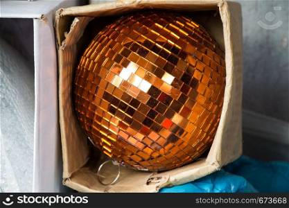 disco ball with mirror pieces for dancing in a disco club