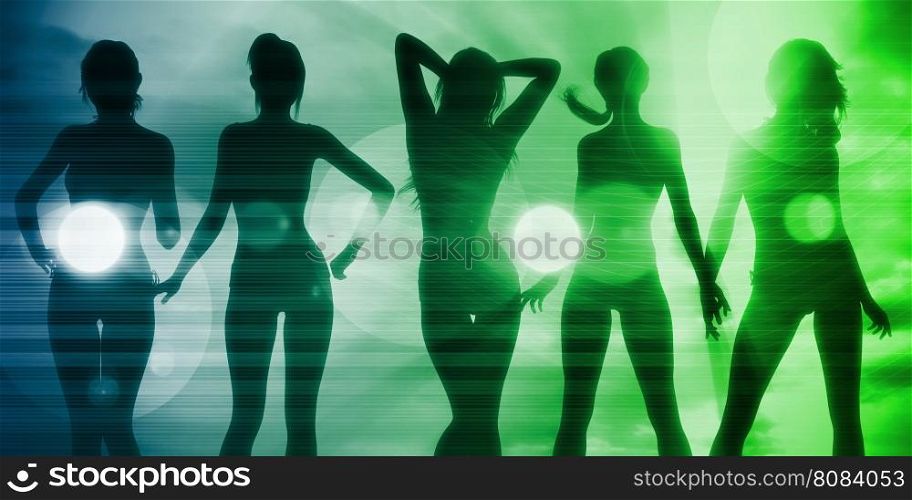 Disco Nightclub Background as an Illustration Concept. Technology Abstract