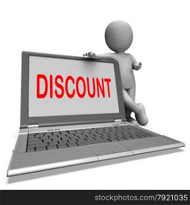 Discount Laptop Showing Promotional Sale Discount Or Clearance