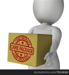 Discount Stamp On Box Shows Promotion And Reductions. Care Package Box Meaning Presents From Home Or International Aid
