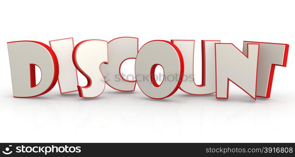 Discount word with white background image with hi-res rendered artwork that could be used for any graphic design.