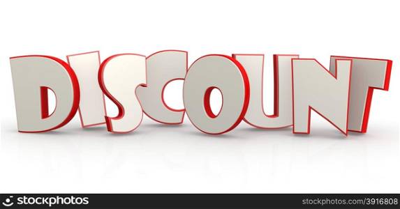 Discount word with white background image with hi-res rendered artwork that could be used for any graphic design.