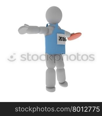 Discus throw athlete, isolated over white, 3d render