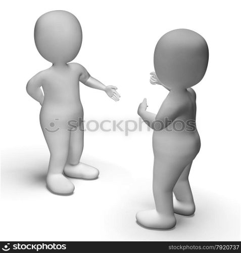 Discussion Between Two 3d Characters Shows Communication . Discussion Between Two 3d Characters Showing Communication