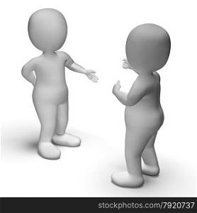 Discussion Between Two 3d Characters Shows Communication . Discussion Between Two 3d Characters Showing Communication