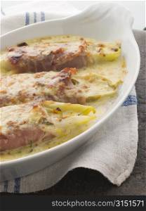 Dish of Chicory Gratin with Bacon