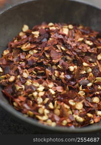 Dish of Dried Chili Flakes