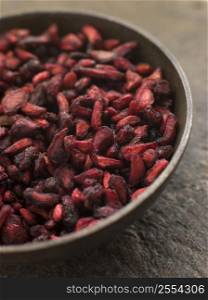 Dish of Dried Pomegranate Seeds