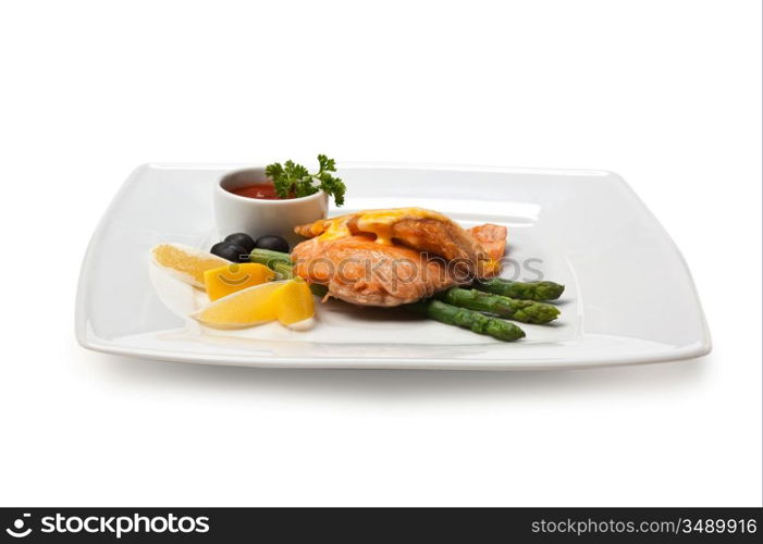 dish of fried meat baked in pastry isolated on white background