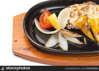 dish of fried meat baked in pastry isolated on white background