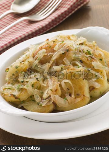 Dish of Lyonnaise Potatoes