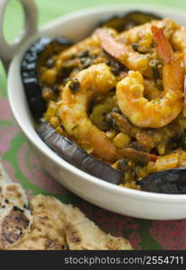 Dish of Prawn Dhansak with Naan Bread