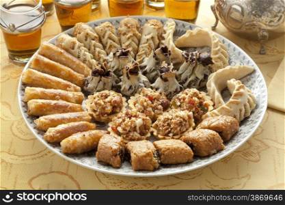 Dish with fresh baked Moroccan cookies