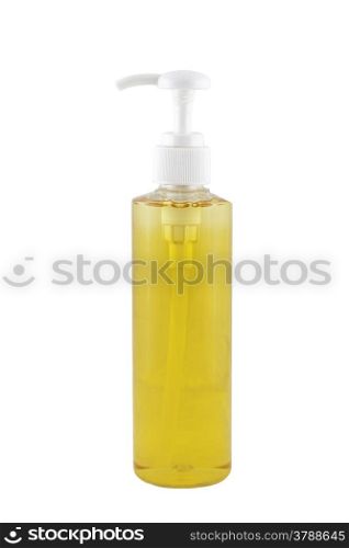 Dishwasher in bottle isolated on white with clipping path