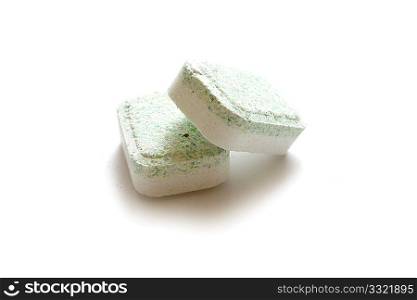 Dishwasher tablets isolated on white