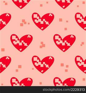 Disintegrating hearts seamless pattern. Geometric background with hearts. Vector template for fabric, packaging and design. Disintegrating hearts seamless pattern