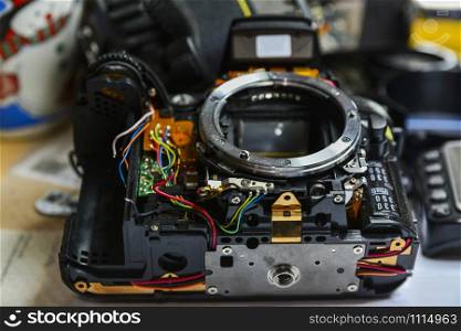 dismantled camera in case of repair