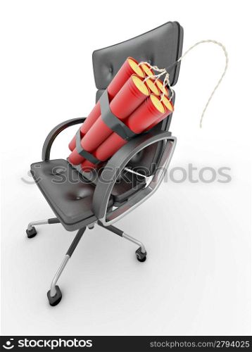 Dismissal of manager. Dynamit on office armchair. 3d