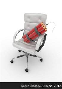 Dismissal of manager. Dynamit on office armchair. 3d