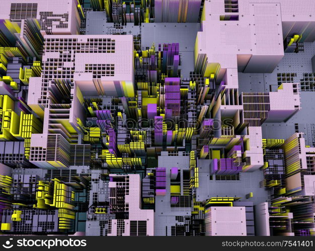 Displacement Worlds series. 3D rendering of abstract technological pattern on the subject of science, modern technology and education.