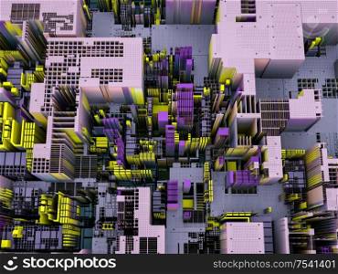 Displacement Worlds series. 3D rendering of abstract technological pattern on the subject of science, modern technology and education.